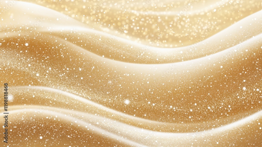 Poster gold background with soft glitter particles creating a magical, sparkling effect