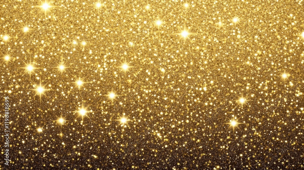 Poster gold background with soft glitter particles creating a magical, sparkling effect
