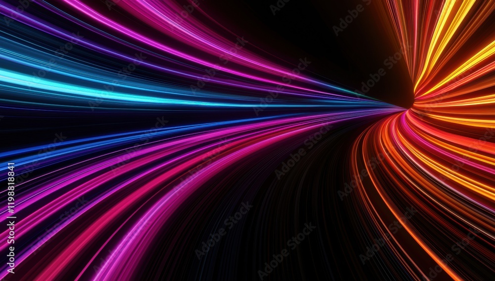 Poster colorful light lines speed effect in abstract background