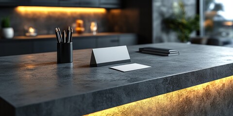 Modern Minimalist Office Desk Mockup:  Clean, Sleek Design, Business Branding