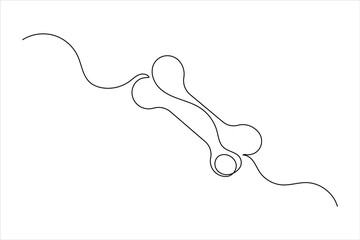 Dog bone one line drawing art of isolated continuous outline vector icon