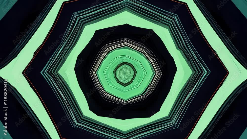 Poster kaleidoscopic patterns in vibrant green colors create an immersive visual experience in an abstract 