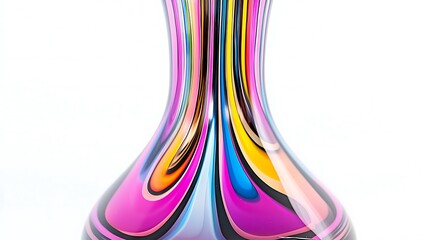 Colorful glass vase, studio shot, white background, home decor