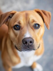 Portrait of an Attentive Brown Dog with Bright Eyes and Curious Expression : Generative AI