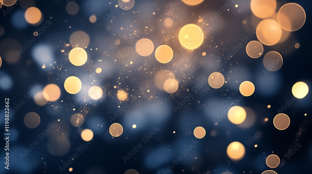 Fototapete magical golden bokeh lights on a dark background creating a dreamy atmosphere : generative ai