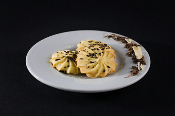 Galletas de pasta seca o o Pastas de Te, dulce con chocolate.