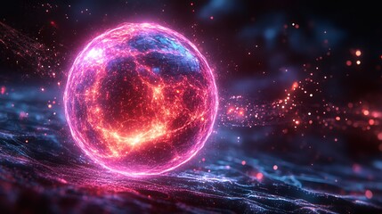 Obraz premium Glowing Energy Sphere: A Cosmic Abstract Artwork