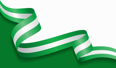 Nigerian flag wavy abstract background. Vector illustration.