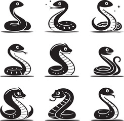 2025 Chinese New Year snake reptile, black snake vector illustration.