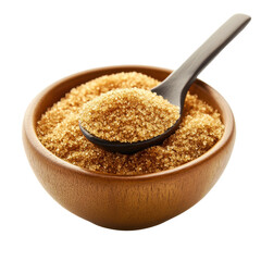 Natural Brown Sugar in a Wooden Bowl with a Spoon: A Sweet Addition to Culinary Delights