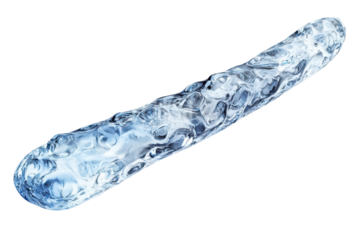Transparent ice stick glistening in light with unique textures and shapes