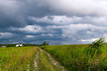 Obraz premium summer landscape during bad weather. Tula region, Russia