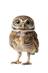 Fototapeta premium an owl, isolated on a transparent background, portrait-oriented, close-up photography