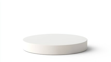 A round white display platform designed for showcasing products in a clean and minimalist environment. Ideal for product photography and marketing.