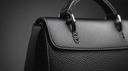 Close-up of black leather bag