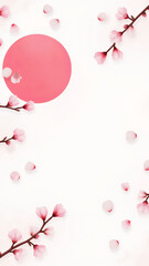 Minimalist Japanese Cherry Blossom Illustration, Tranquil Harmony in Design