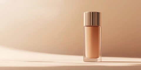 Elegant Foundation Bottle with Gold Cap in Soft Light Background