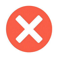 Obraz premium Vector icon of X inside red circle,white background,minimalistic design,flat illustration,PNG