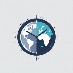 Minimalist world clock with modern globe design