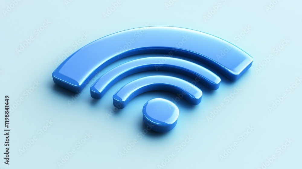 Poster blue 3d wifi symbol representing wireless network connection