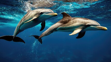 Dolphins swimming ocean underwater marine wildlife