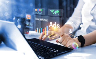 Digital marketing concept.Online advertising ,digital marketing and ad on internet to targeted...