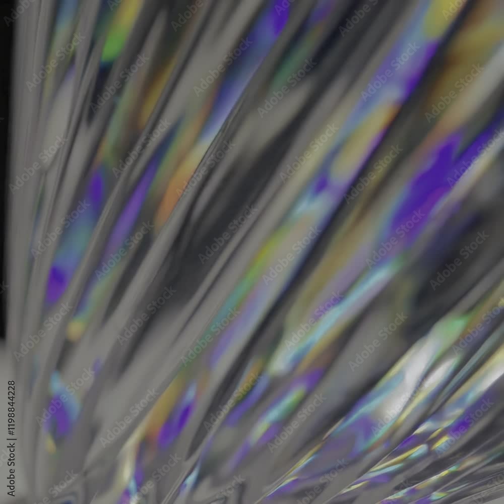 Poster blurred pattern with iridescent hues of purple, blue, and yellow, creating a dynamic and reflective 