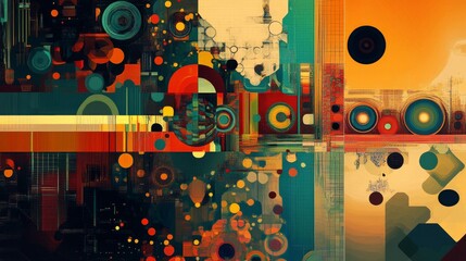 Obraz premium Abstract Geometric Composition with Vibrant Colors and Bold Shapes
