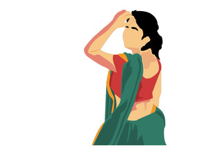 Indian women wearing green saree