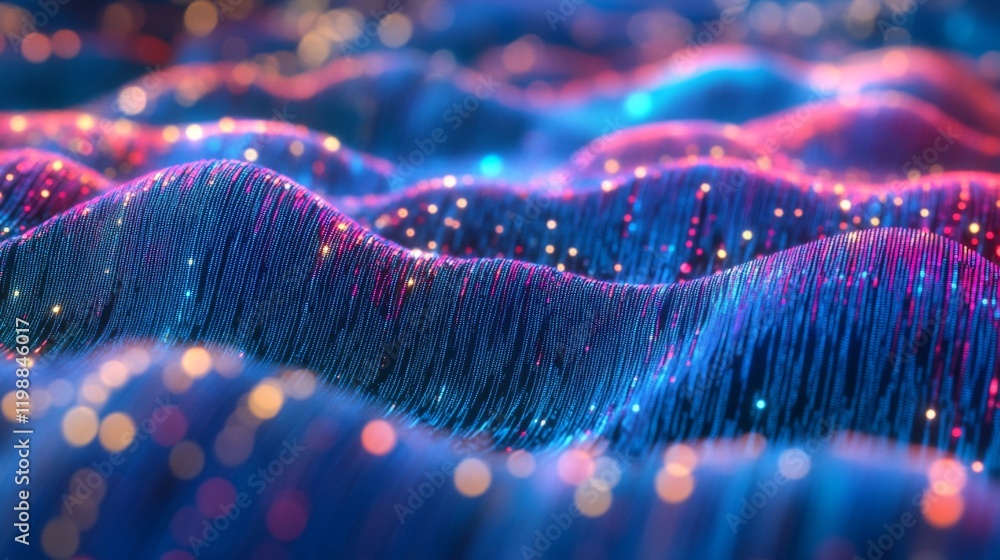 Poster abstract glowing particle waves background