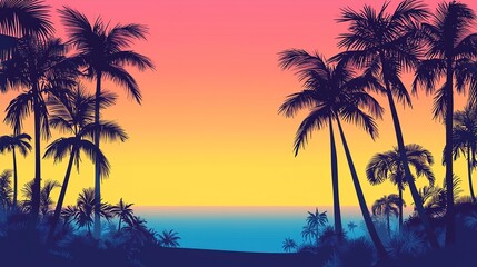 Tropical Sunset Silhouette