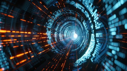 High-speed internet visualized as a fast-moving data tunnel.