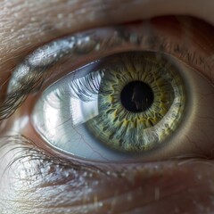 Close-up of Human Eye Reflecting Dollar Bill in Natural Light