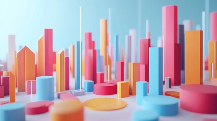 Obraz premium Colorful Abstract Cityscape of Geometric Shapes