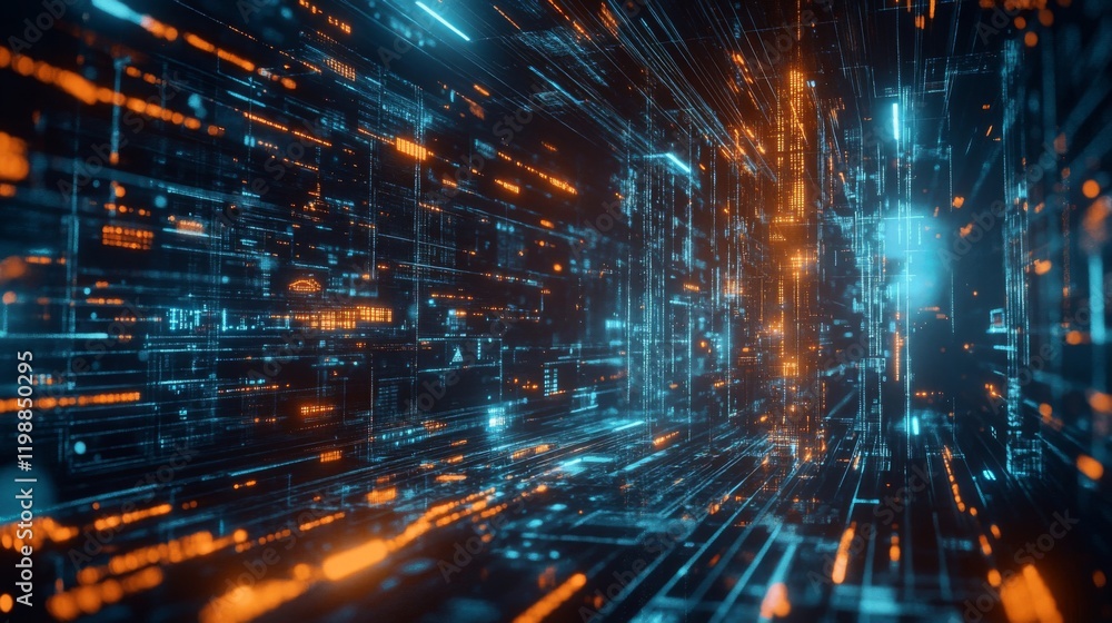 Aufkleber abstract digital data stream in cyberspace