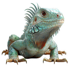 Fototapeta premium A detailed illustration of a vibrant blue iguana with a textured skin.
