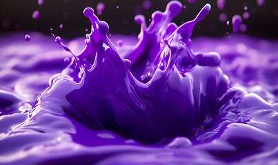 Vibrant purple liquid splash, dynamic crown shape.