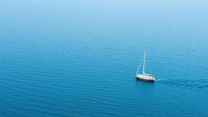 Fototapeta premium A lone sailboat bobbing gently on the surface of a serene North Sea, north sea, seaside, nautical scene