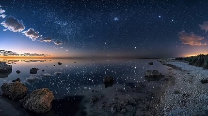 Night Sky Reflection on Calm Water
