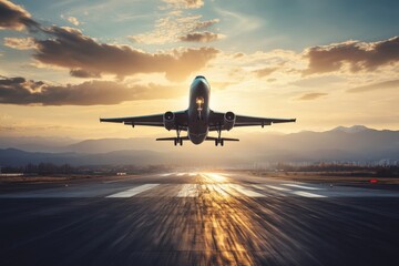 Fototapeta premium airplane taking off from an airport terminal