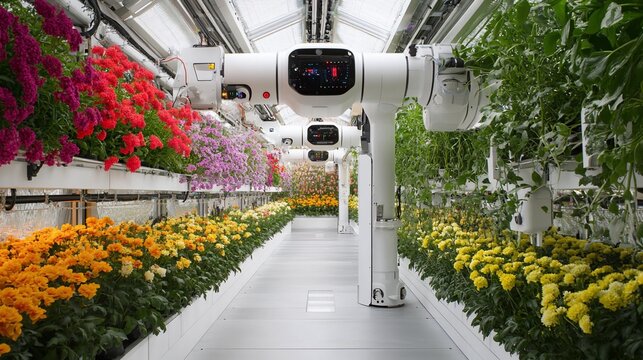 Automated Greenhouse with Robotic Flower Cultivation