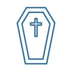 Obraz premium Blue Coffin Icon with Blue Cross on Transparent Background