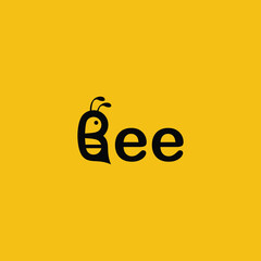 flat design icon logo bee writing