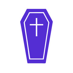 Obraz premium Purple Coffin Icon with White Cross on Transparent Background