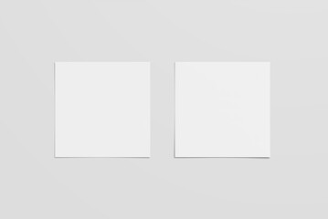 3D rendering blank square business card mockup top view