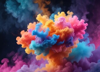 Obraz premium A mystical aura surrounds a cloud of colorful swirling smoke, shimmering tendrils, ethereal mist, whimsical cloud