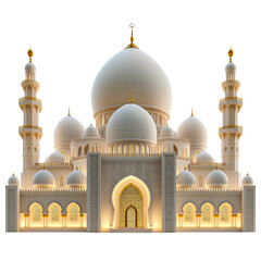 A Majestic Architectural Marvel of Grandeur and Beauty: The Stunning Mosque at Dusk