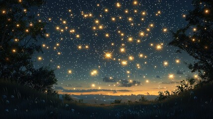 Magic Night: Firefly Glow & Starry Sky
