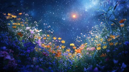 Naklejka premium Enchanted Night Garden