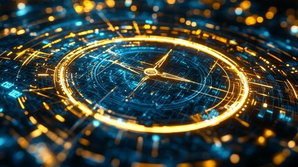 Fototapeta premium Abstract Futuristic HUD Interface Glowing Circular Digital Technology Background